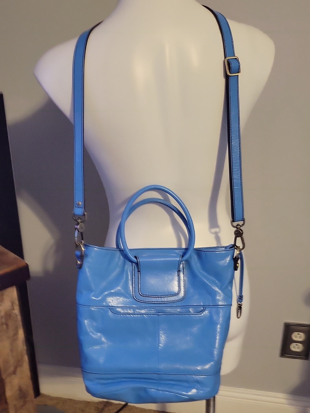 HOBO Blue Leather Convertible Tote Bag